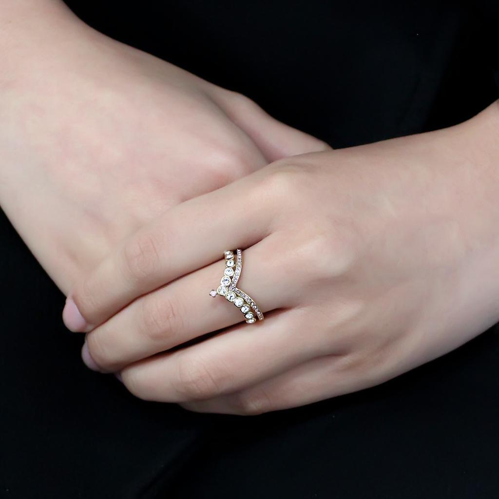 MATK3587 - IP Gold(Ion Plating) Stainless Steel Ring with AAA Grade CZ  in Rose