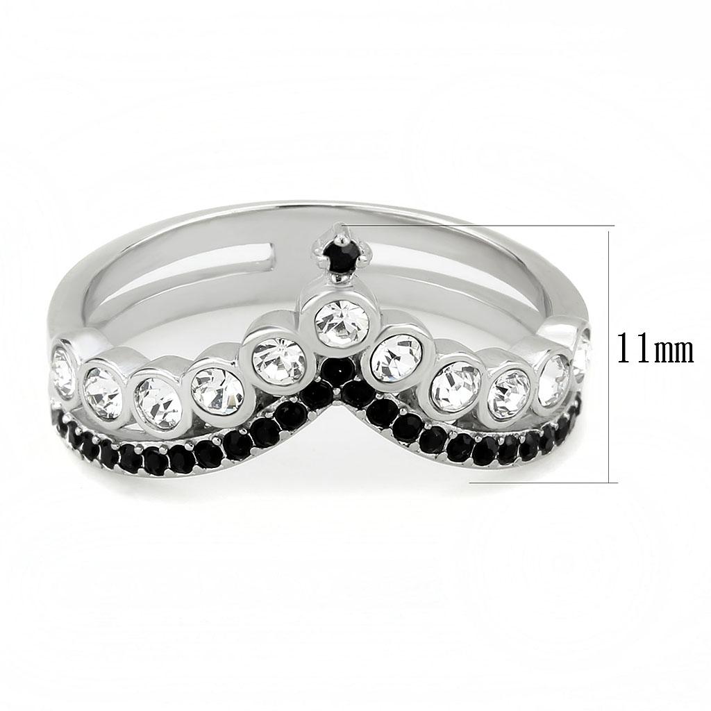 MATK3588 - No Plating Stainless Steel Ring with Top Grade Crystal  in Clear