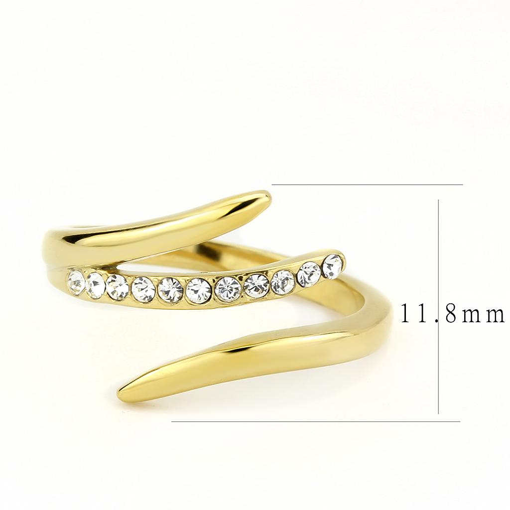 MATK3590 - IP Gold(Ion Plating) Stainless Steel Ring with Top Grade Crystal  in Clear