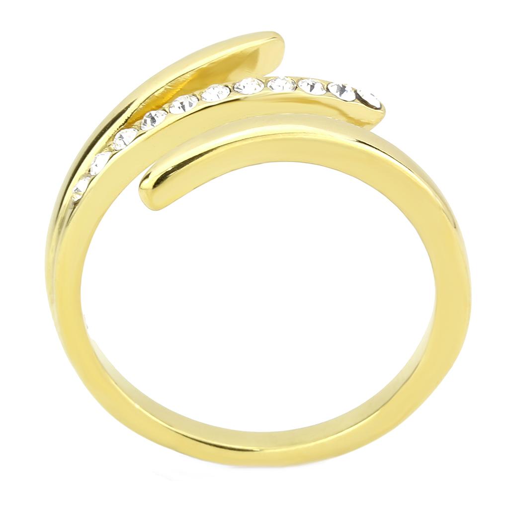 MATK3590 - IP Gold(Ion Plating) Stainless Steel Ring with Top Grade Crystal  in Clear