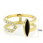 MATK3591 - IP Gold(Ion Plating) Stainless Steel Ring with Top Grade Crystal  in Jet
