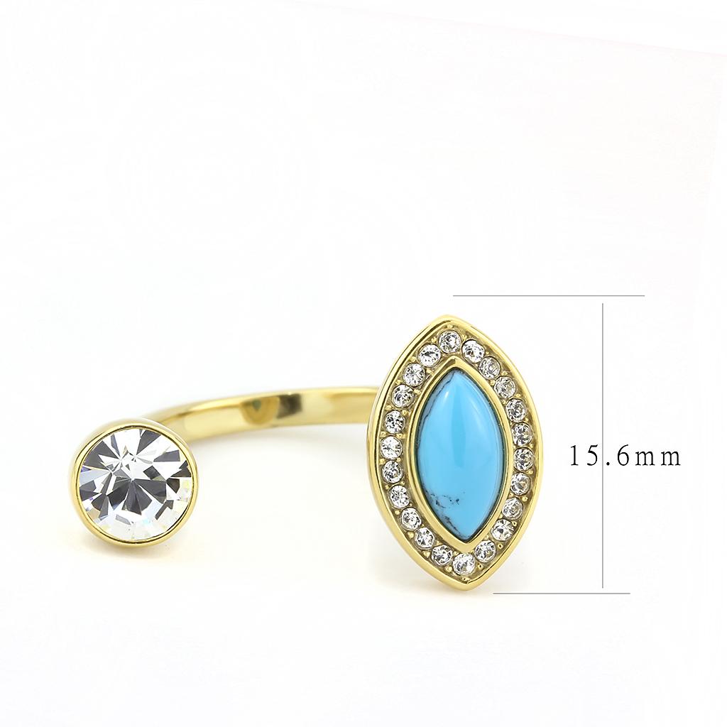 MATK3592 - IP Gold(Ion Plating) Stainless Steel Ring with Synthetic Turquoise in Turquoise