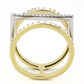MATK3593 - Two-Tone IP Gold (Ion Plating) Stainless Steel Ring with Top Grade Crystal  in Clear