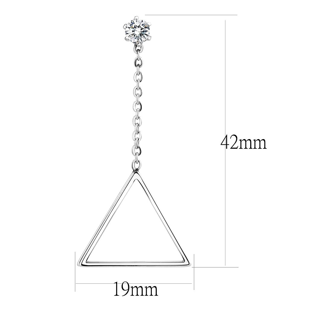 MATK3601 - High polished (no plating) Stainless Steel Earrings with AAA Grade CZ  in Clear