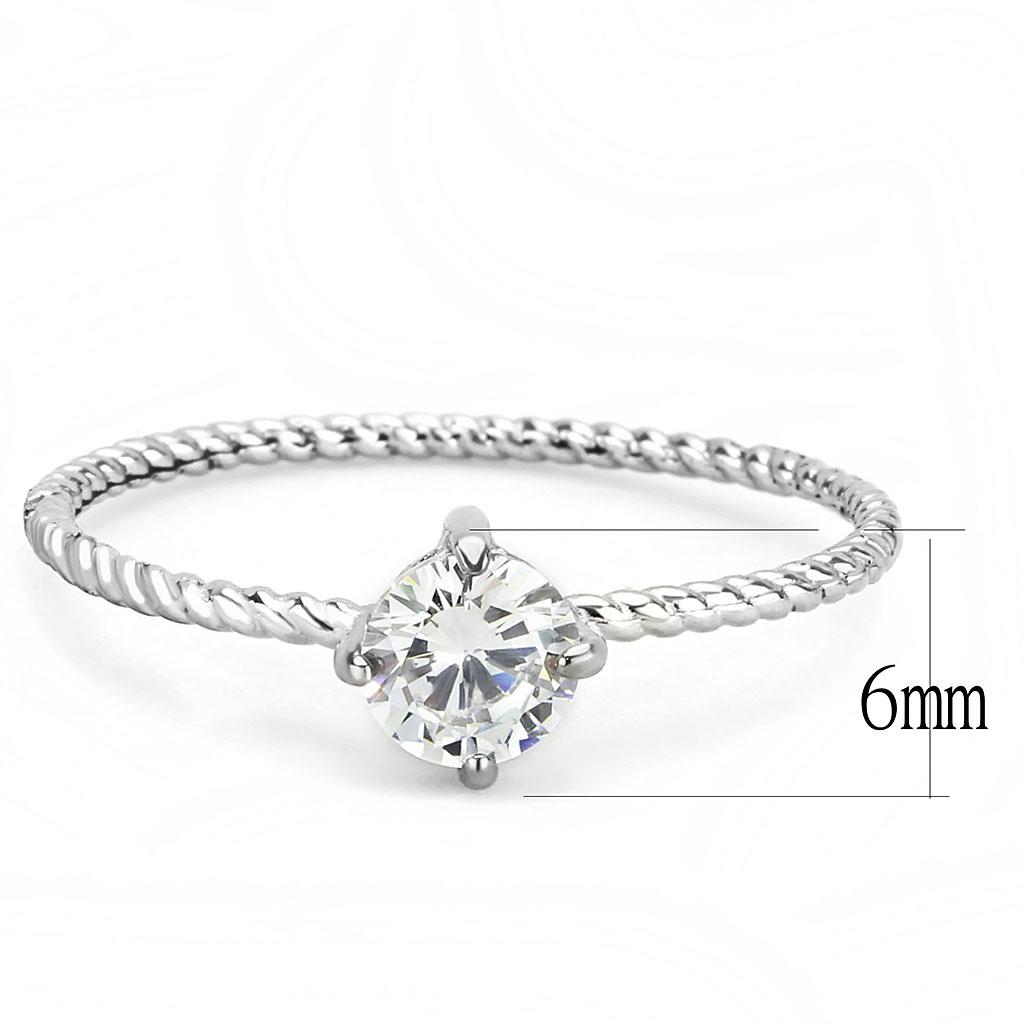MATK3604 - No Plating Stainless Steel Ring with AAA Grade CZ  in Clear