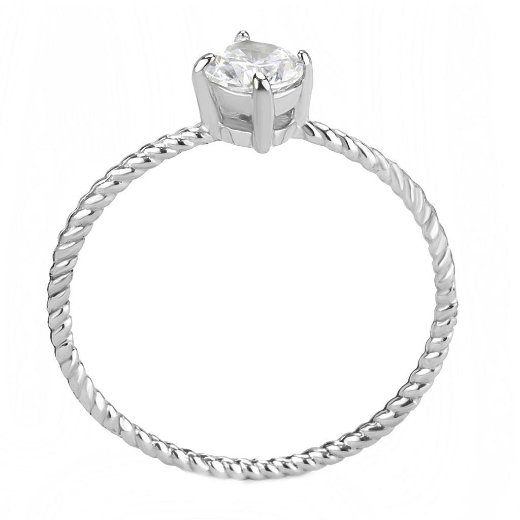MATK3604 - No Plating Stainless Steel Ring with AAA Grade CZ  in Clear