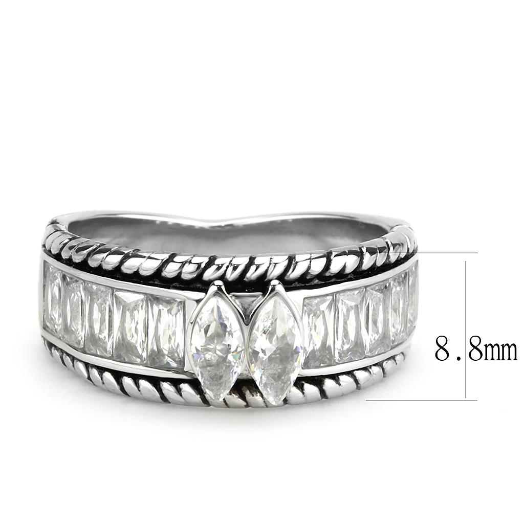 MATK3606 - No Plating Stainless Steel Ring with AAA Grade CZ  in Clear