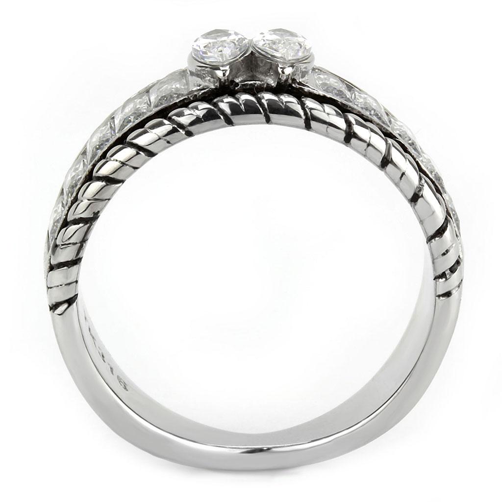 MATK3606 - No Plating Stainless Steel Ring with AAA Grade CZ  in Clear