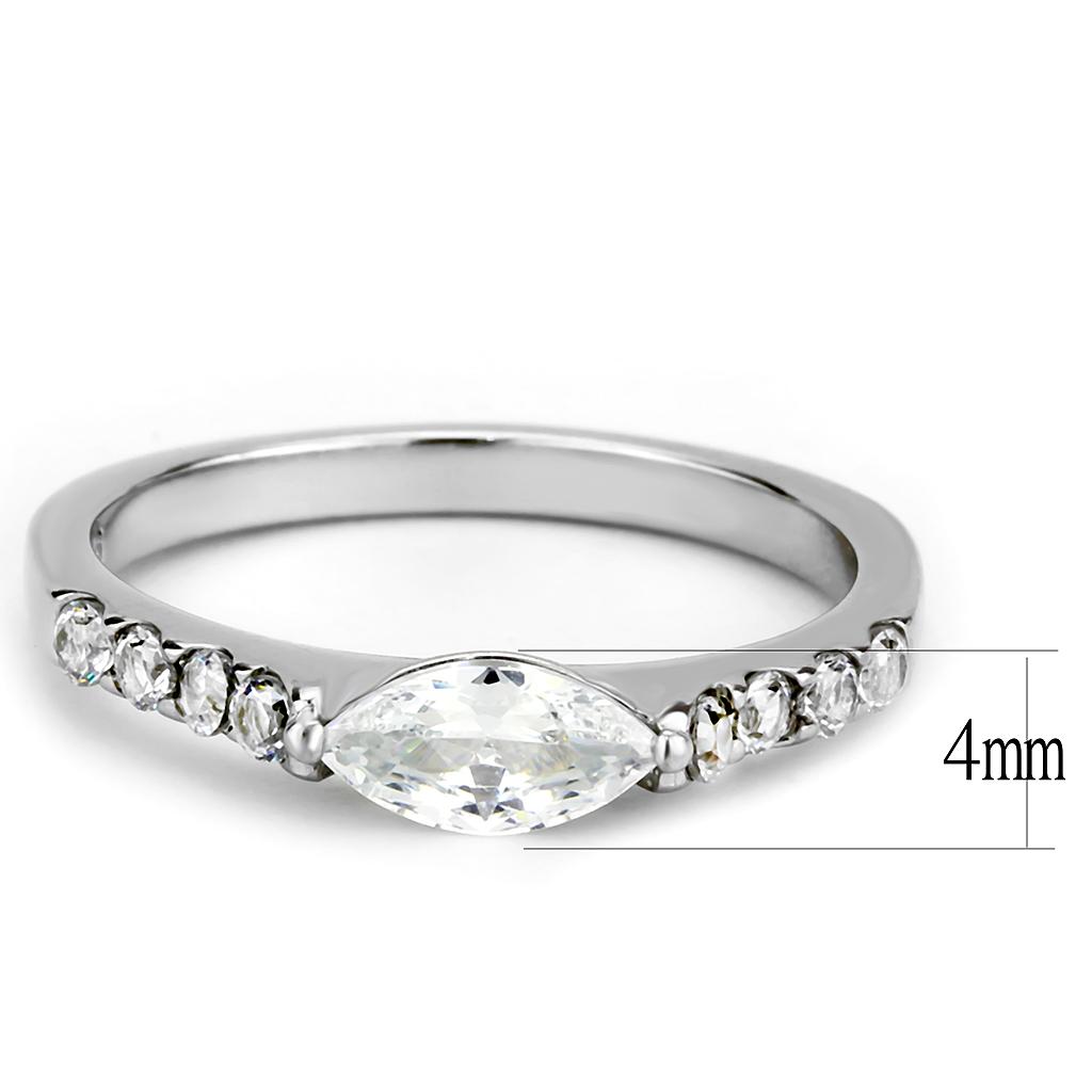 MATK3607 - No Plating Stainless Steel Ring with AAA Grade CZ  in Clear
