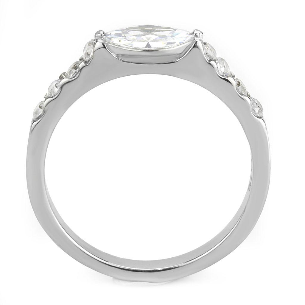 MATK3607 - No Plating Stainless Steel Ring with AAA Grade CZ  in Clear