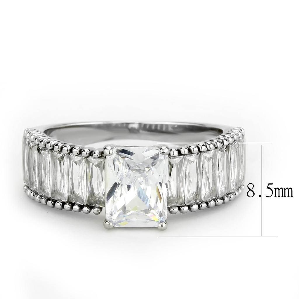MATK3608 - No Plating Stainless Steel Ring with AAA Grade CZ  in Clear
