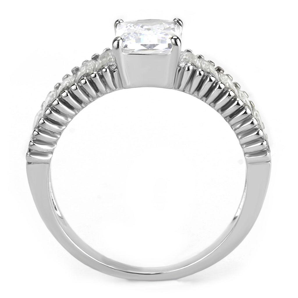 MATK3608 - No Plating Stainless Steel Ring with AAA Grade CZ  in Clear