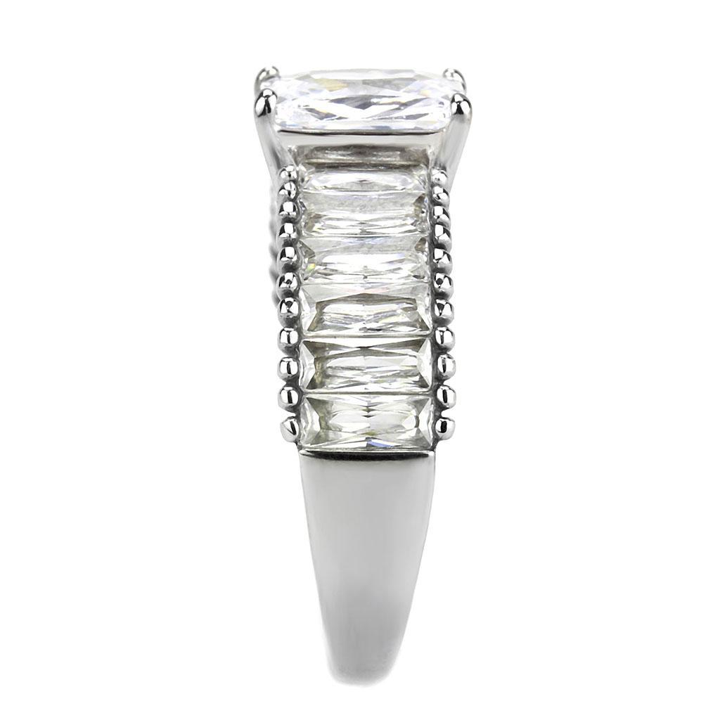 MATK3608 - No Plating Stainless Steel Ring with AAA Grade CZ  in Clear