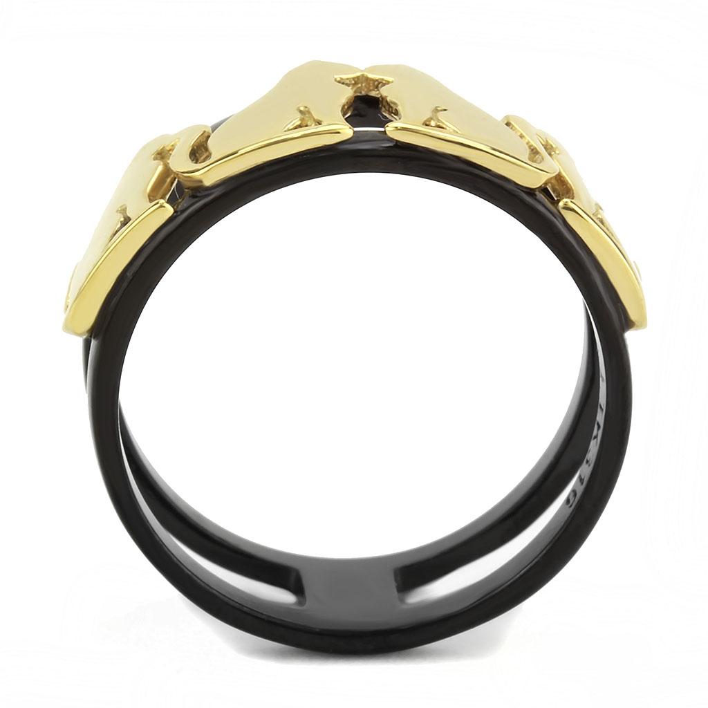 MATK3609 - IP Gold+ IP Black (Ion Plating) Stainless Steel Ring with No Stone