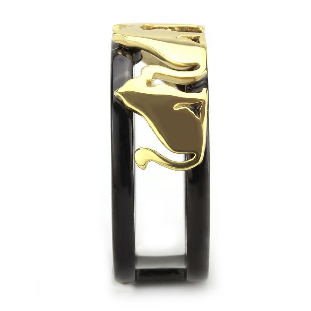 MATK3609 - IP Gold+ IP Black (Ion Plating) Stainless Steel Ring with No Stone