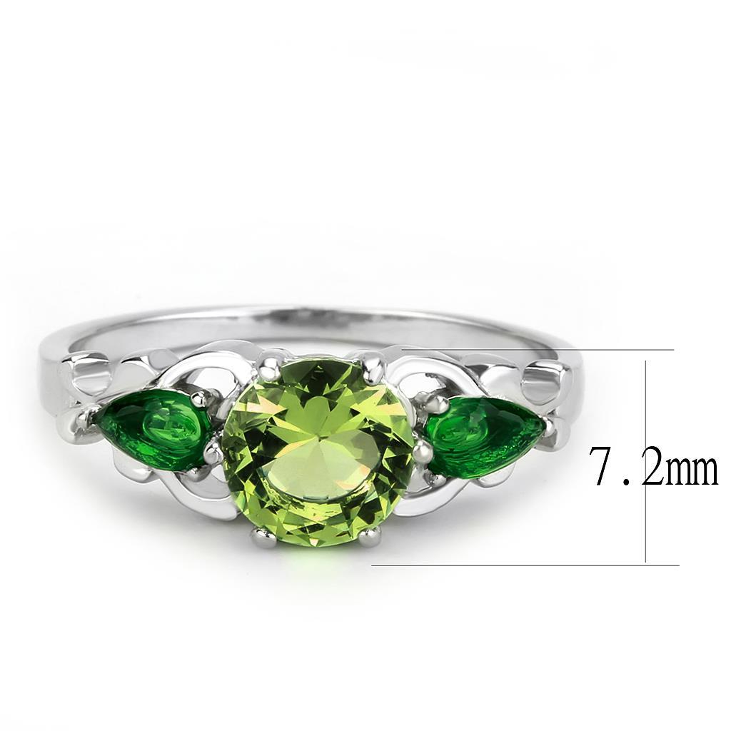 MATK3610 - No Plating Stainless Steel Ring with Crystal in Peridot