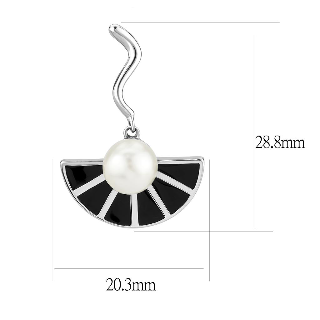 MATK3612 - No Plating Stainless Steel Earrings with Synthetic Pearl in White