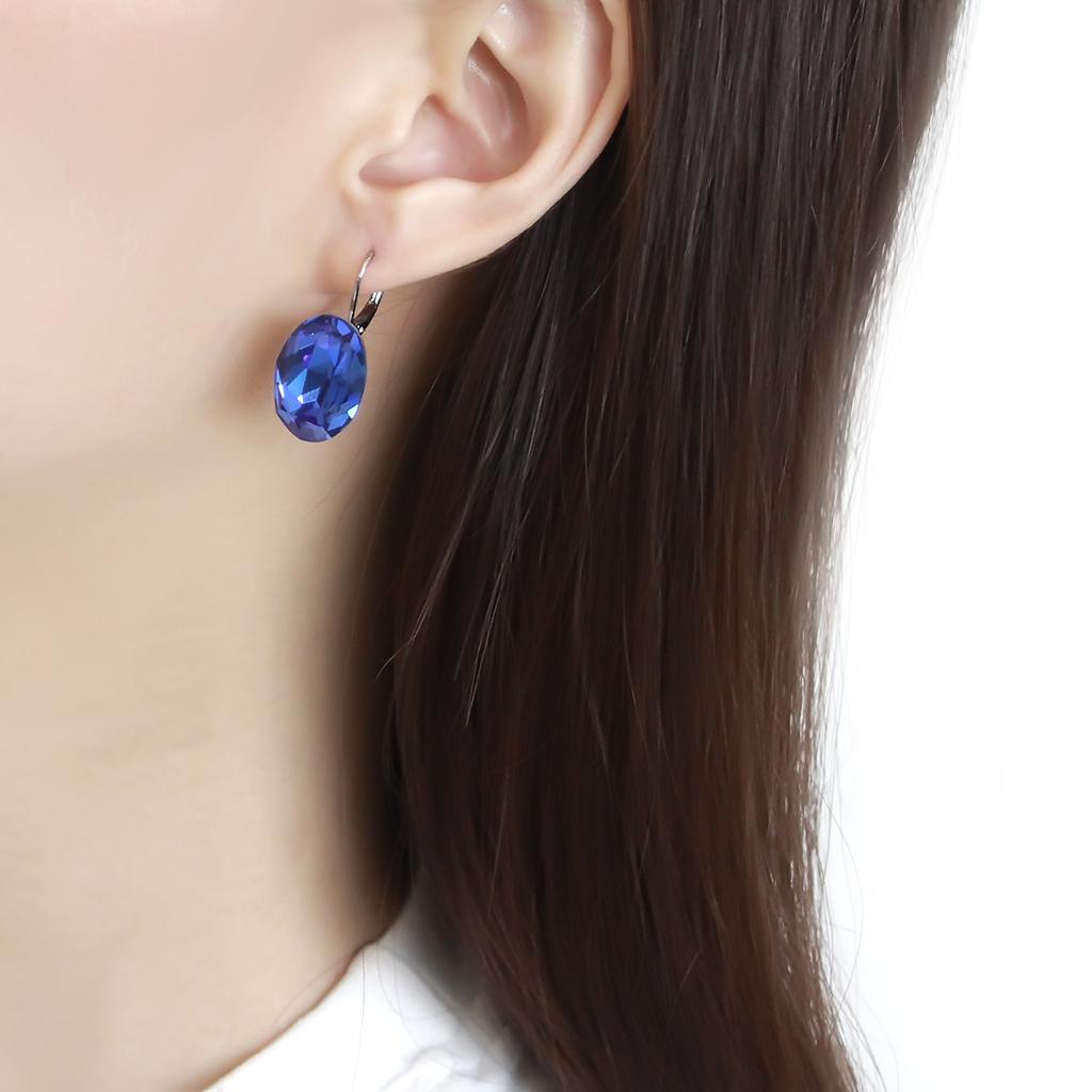MATK3614 - No Plating Stainless Steel Earrings with Top Grade Crystal  in Sapphire