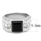 MATK3615 - High polished (no plating) Stainless Steel Ring with Synthetic Onyx in Jet