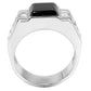MATK3615 - High polished (no plating) Stainless Steel Ring with Synthetic Onyx in Jet