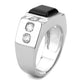 MATK3615 - High polished (no plating) Stainless Steel Ring with Synthetic Onyx in Jet