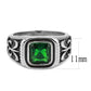 MATK3616 - High polished (no plating) Stainless Steel Ring with Synthetic Synthetic Glass in Emerald