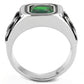 MATK3616 - High polished (no plating) Stainless Steel Ring with Synthetic Synthetic Glass in Emerald