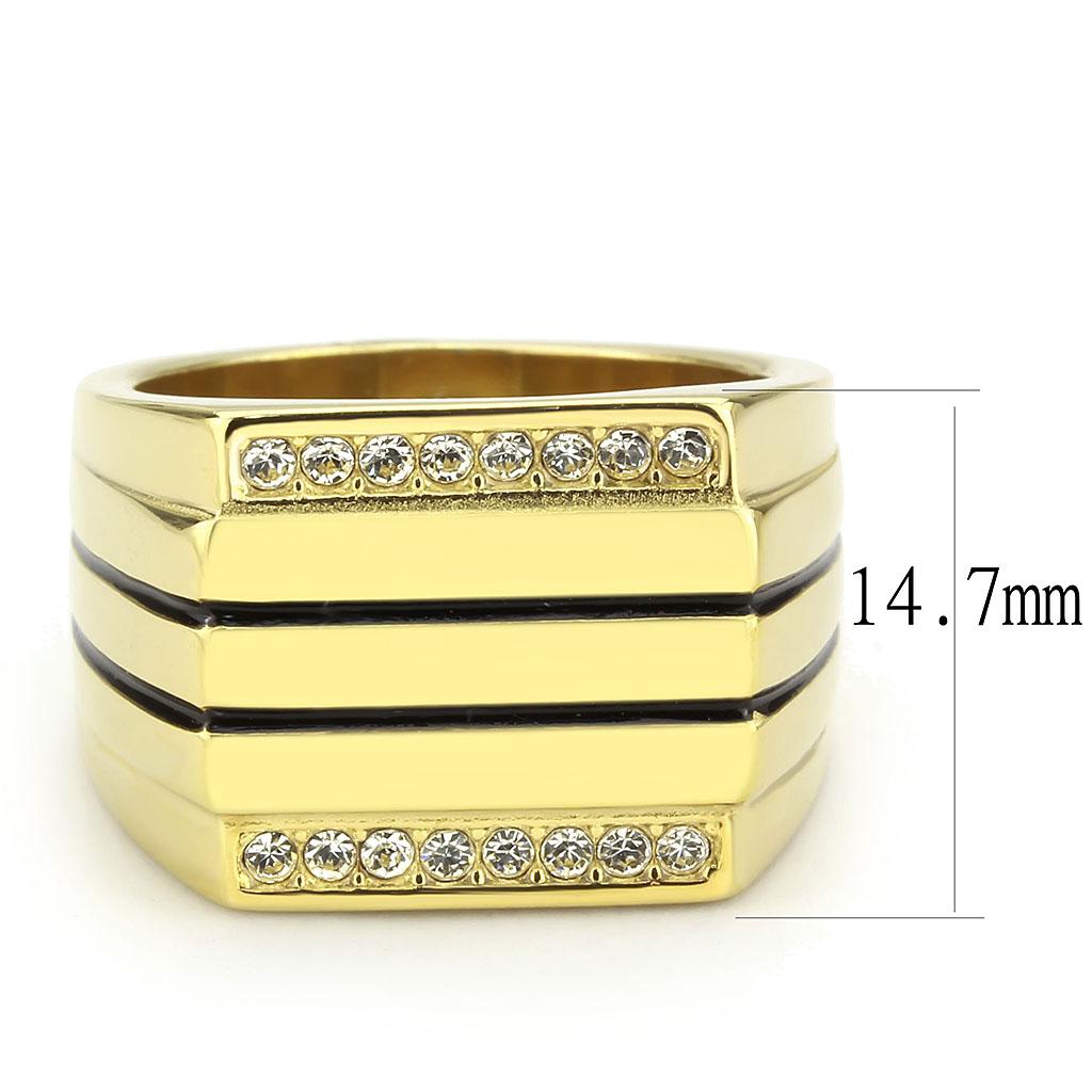 MATK3618 - IP Gold(Ion Plating) Stainless Steel Ring with Top Grade Crystal  in Clear
