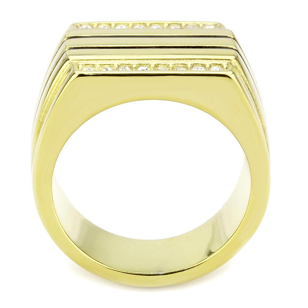 MATK3618 - IP Gold(Ion Plating) Stainless Steel Ring with Top Grade Crystal  in Clear
