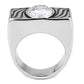 MATK3620 - High polished (no plating) Stainless Steel Ring with AAA Grade CZ  in Clear