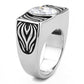MATK3620 - High polished (no plating) Stainless Steel Ring with AAA Grade CZ  in Clear