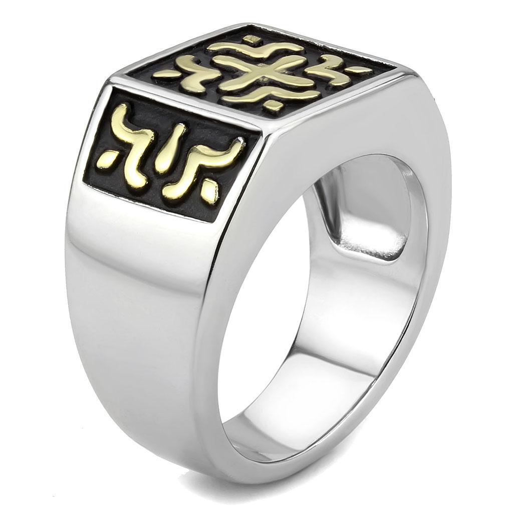 MATK3622 - Two-Tone IP Gold (Ion Plating) Stainless Steel Ring with No Stone