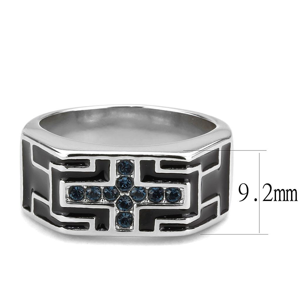 MATK3623 - High polished (no plating) Stainless Steel Ring with Top Grade Crystal  in Montana