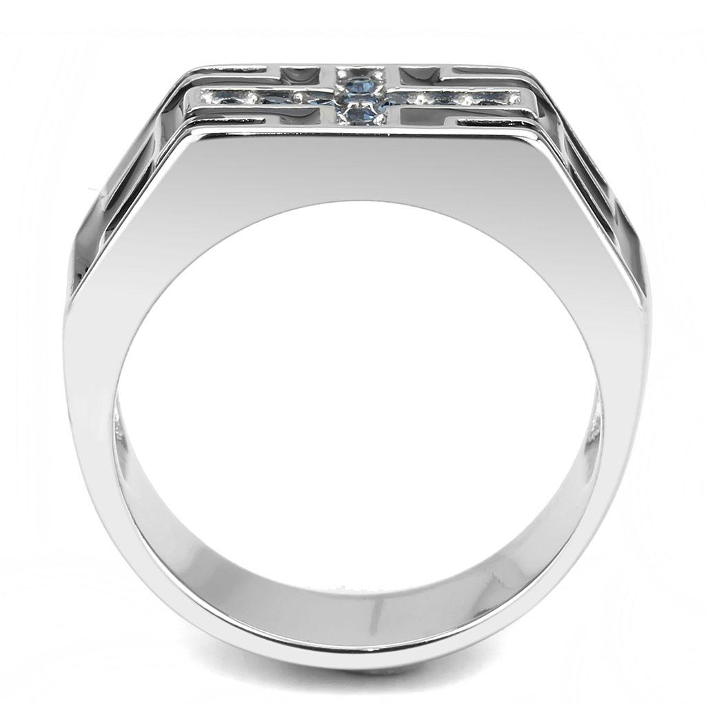 MATK3623 - High polished (no plating) Stainless Steel Ring with Top Grade Crystal  in Montana