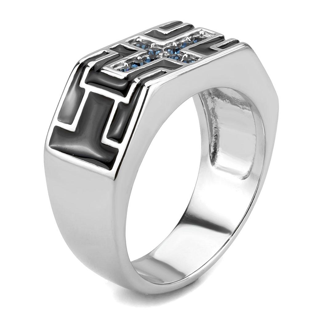 MATK3623 - High polished (no plating) Stainless Steel Ring with Top Grade Crystal  in Montana