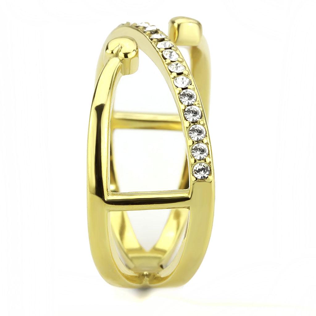MATK3625 - IP Gold(Ion Plating) Stainless Steel Ring with Top Grade Crystal  in Clear