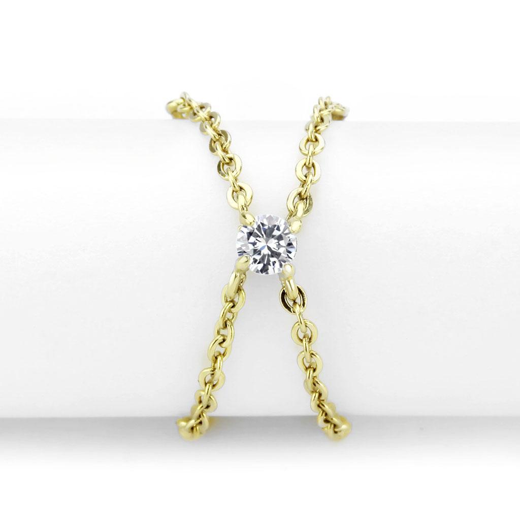 MATK3627 - IP Gold(Ion Plating) Stainless Steel Ring with AAA Grade CZ  in Clear