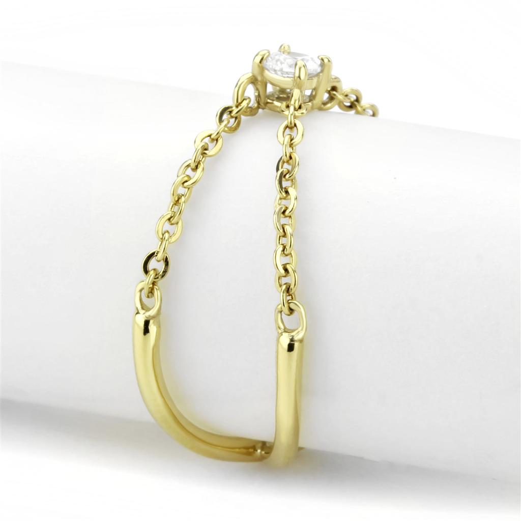 MATK3627 - IP Gold(Ion Plating) Stainless Steel Ring with AAA Grade CZ  in Clear