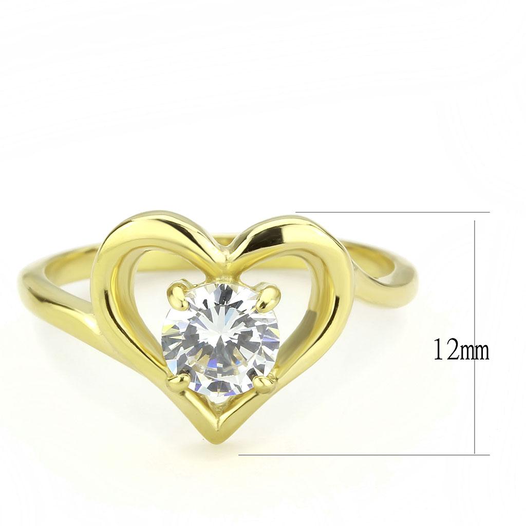 MATK3628 - IP Gold(Ion Plating) Stainless Steel Ring with AAA Grade CZ  in Clear