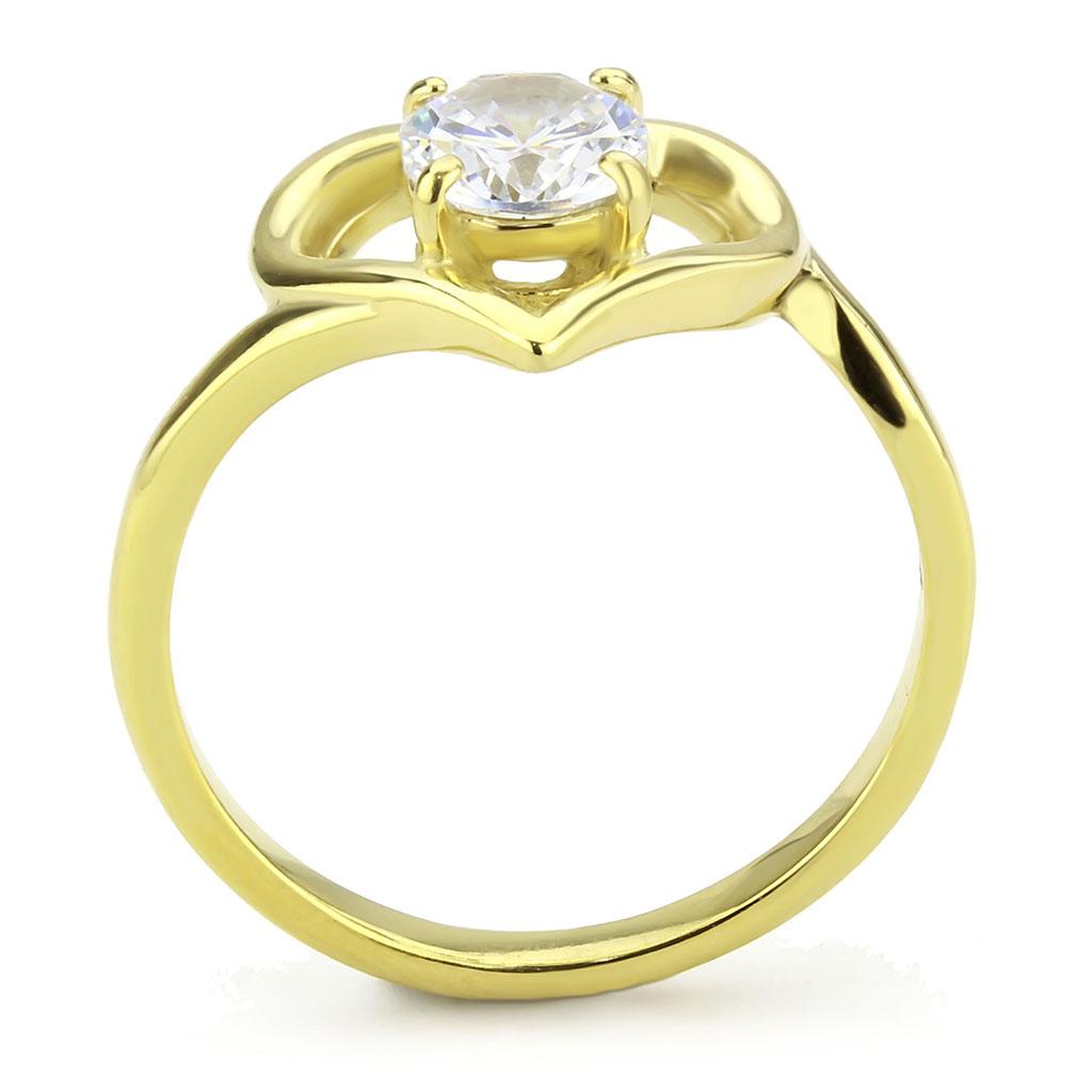 MATK3628 - IP Gold(Ion Plating) Stainless Steel Ring with AAA Grade CZ  in Clear