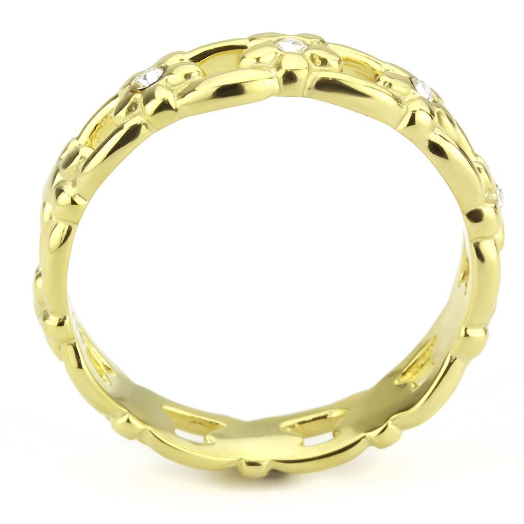 MATK3629 - IP Gold(Ion Plating) Stainless Steel Ring with Top Grade Crystal  in Clear