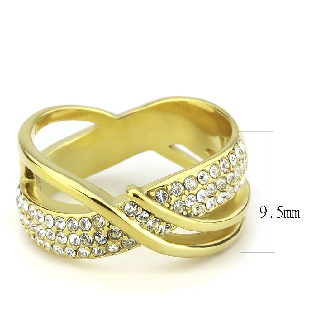 MATK3632 - IP Gold(Ion Plating) Stainless Steel Ring with Top Grade Crystal  in Clear