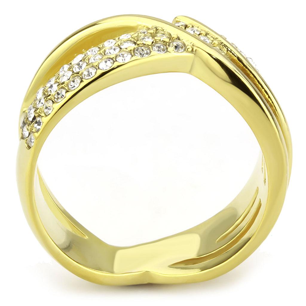 MATK3632 - IP Gold(Ion Plating) Stainless Steel Ring with Top Grade Crystal  in Clear