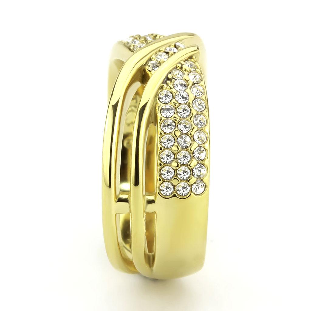 MATK3632 - IP Gold(Ion Plating) Stainless Steel Ring with Top Grade Crystal  in Clear