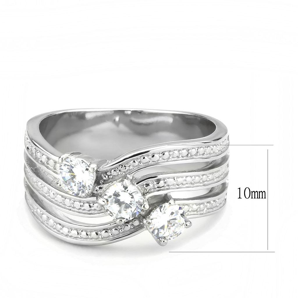 MATK3633 - High polished (no plating) Stainless Steel Ring with AAA Grade CZ  in Clear
