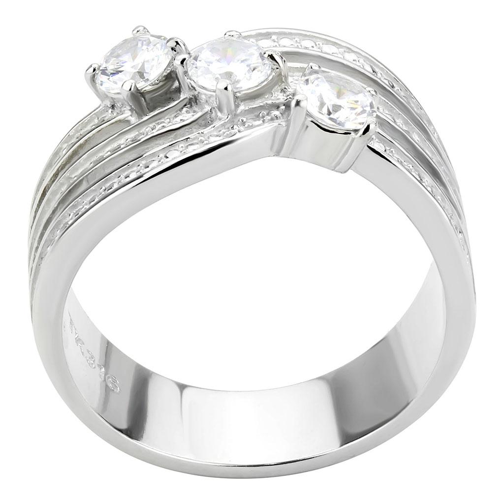 MATK3633 - High polished (no plating) Stainless Steel Ring with AAA Grade CZ  in Clear