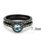 MATK3634 - IP Black(Ion Plating) Stainless Steel Ring with Synthetic Synthetic Glass in Sea Blue