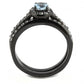 MATK3634 - IP Black(Ion Plating) Stainless Steel Ring with Synthetic Synthetic Glass in Sea Blue