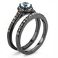 MATK3634 - IP Black(Ion Plating) Stainless Steel Ring with Synthetic Synthetic Glass in Sea Blue