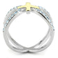 MATK3636 - Two-Tone IP Gold (Ion Plating) Stainless Steel Ring with Top Grade Crystal  in Sea Blue